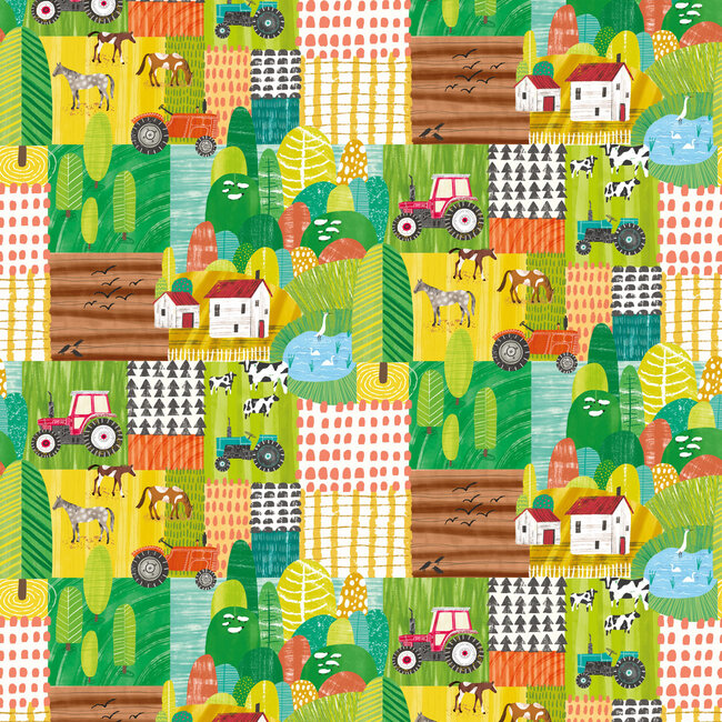 Dutch Wallcoverings Dutch Wallcoverings - FC When I Grow Up - Down On The Farm Apple Citrus - Vliesbehang - 10m x 50cm - WGU50120W