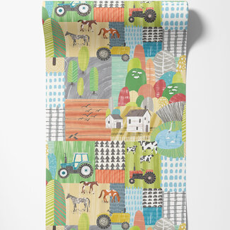 Dutch Wallcoverings Dutch Wallcoverings - FC When I Grow Up - Down On The Farm Sherbet Pastel - WGU50121W