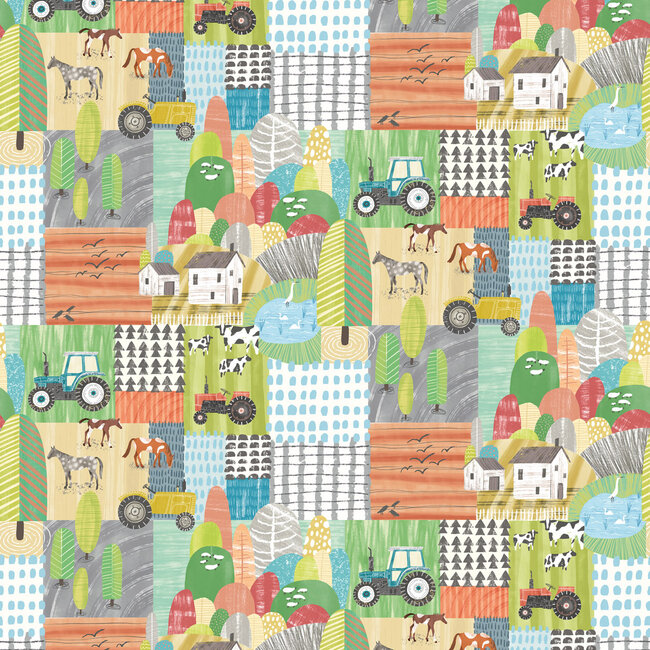 Dutch Wallcoverings Dutch Wallcoverings - FC When I Grow Up - Down On The Farm Sherbet Pastel - Vliesbehang - 10m x 50cm - WGU50121W