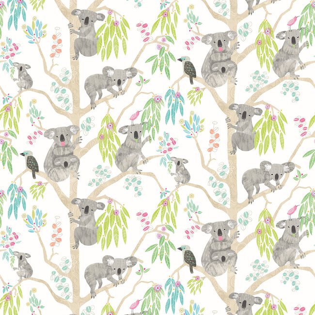 Dutch Wallcoverings Dutch Wallcoverings - FC When I Grow Up - Kooka Koala Candy Apple - Vliesbehang - 10m x 50cm - WGU50127W