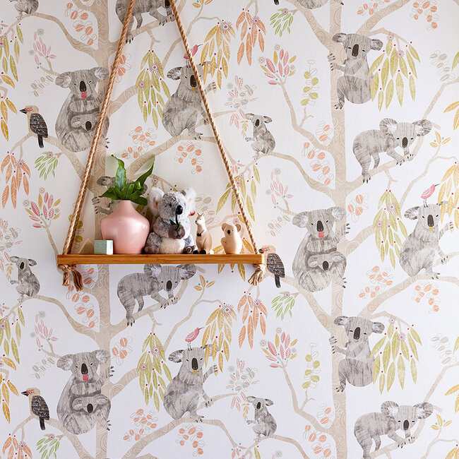 Dutch Wallcoverings Dutch Wallcoverings - FC When I Grow Up - Kooka Koala Flamingo - Vliesbehang - 10m x 50cm - WGU50128W