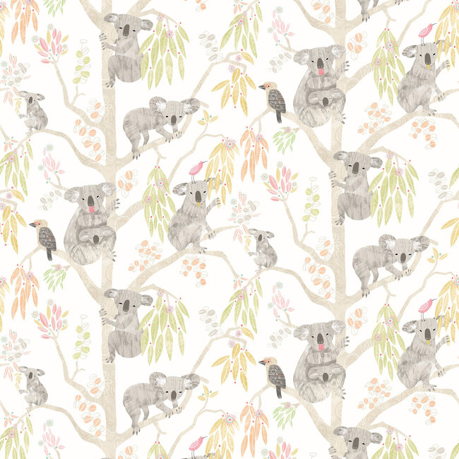Dutch Wallcoverings Dutch Wallcoverings - FC When I Grow Up - Kooka Koala Flamingo - Vliesbehang - 10m x 50cm - WGU50128W