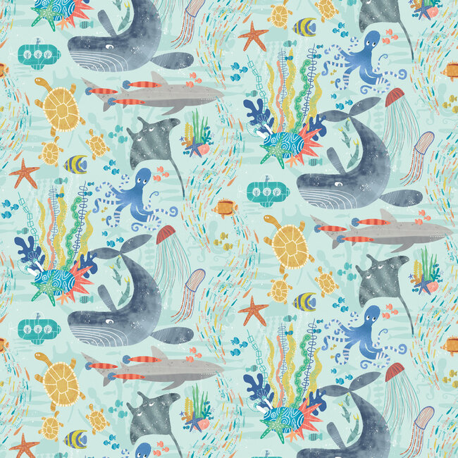 Dutch Wallcoverings Dutch Wallcoverings - FC When I Grow Up - Beneath The Waves Ocean - Vliesbehang - 10m x 50cm - WGU50131W