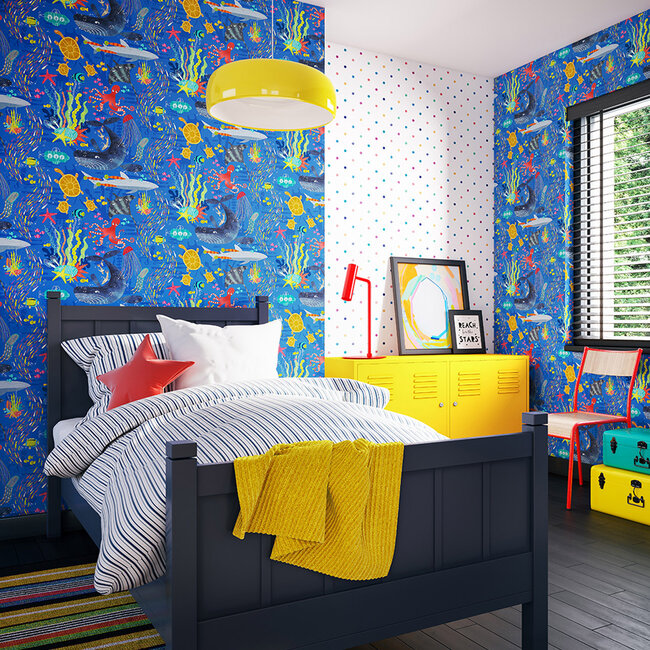 Dutch Wallcoverings Dutch Wallcoverings - FC When I Grow Up - Beneath The Waves Lapis - Vliesbehang - 10m x 50cm - WGU50132W