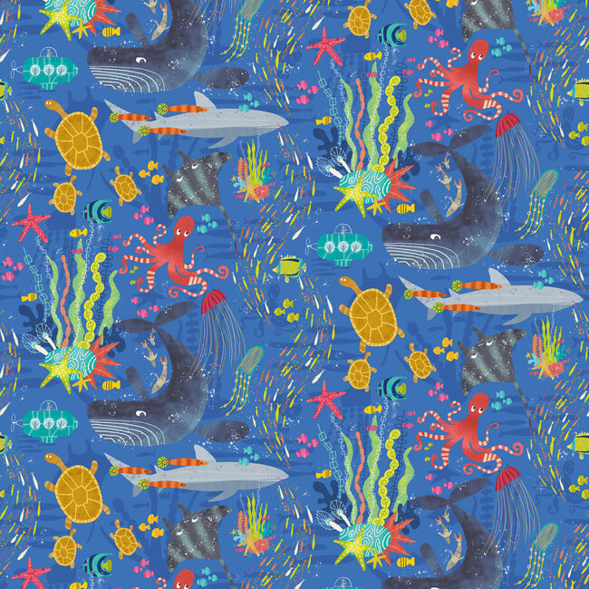 Dutch Wallcoverings Dutch Wallcoverings - FC When I Grow Up - Beneath The Waves Lapis - Vliesbehang - 10m x 50cm - WGU50132W