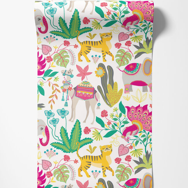 Dutch Wallcoverings Dutch Wallcoverings - FC When I Grow Up - Samba Safari Fruit Salad - Vliesbehang - 10m x 50cm - WGU50135W