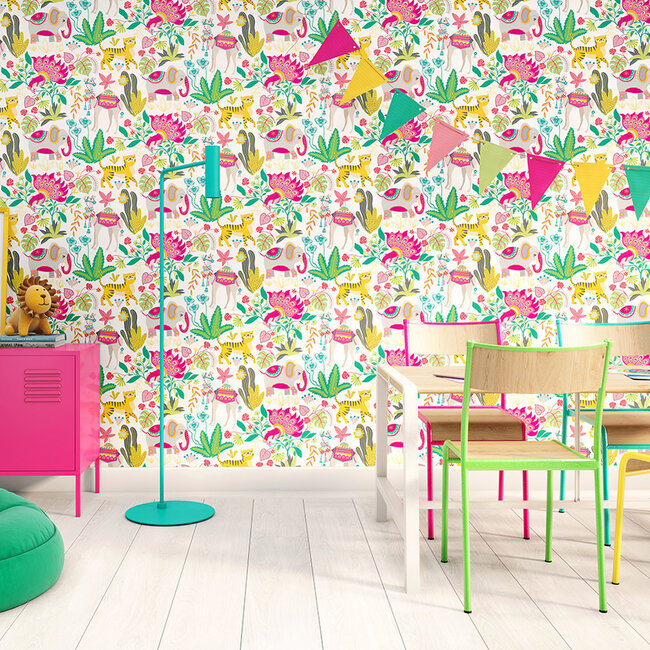 Dutch Wallcoverings Dutch Wallcoverings - FC When I Grow Up - Samba Safari Fruit Salad - Vliesbehang - 10m x 50cm - WGU50135W