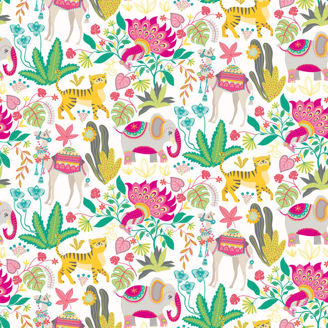 Dutch Wallcoverings Dutch Wallcoverings - FC When I Grow Up - Samba Safari Fruit Salad - Vliesbehang - 10m x 50cm - WGU50135W