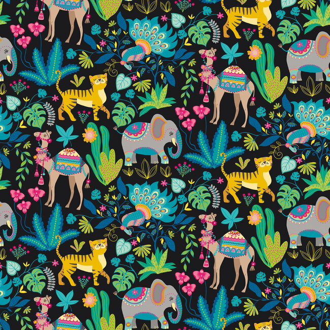 Dutch Wallcoverings Dutch Wallcoverings - FC When I Grow Up - Samba Safari Aniseed Twist - Vliesbehang - 10m x 50cm - WGU50137W