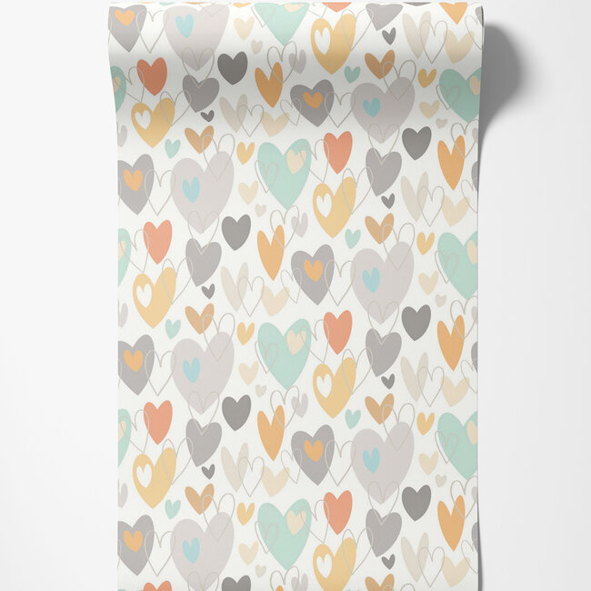 Dutch Wallcoverings Dutch Wallcoverings - FC When I Grow Up - Pop Hearts Honey Mallow - Vliesbehang - 10m x 50cm - WGU50138W
