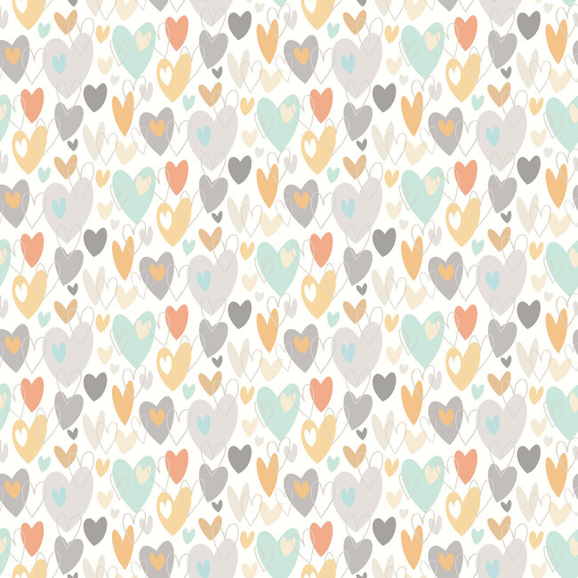 Dutch Wallcoverings Dutch Wallcoverings - FC When I Grow Up - Pop Hearts Honey Mallow - Vliesbehang - 10m x 50cm - WGU50138W