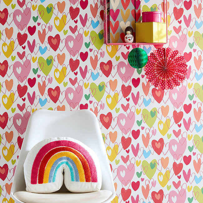 Dutch Wallcoverings Dutch Wallcoverings - FC When I Grow Up - Pop Hearts Tutti Frutti - Vliesbehang - 10m x 50cm - WGU50139W