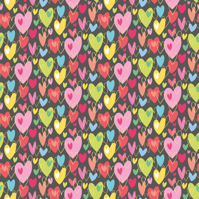 Dutch Wallcoverings Dutch Wallcoverings - FC When I Grow Up - Pop Hearts Cherry Bon Bon - Vliesbehang - 10m x 50cm - WGU50140W