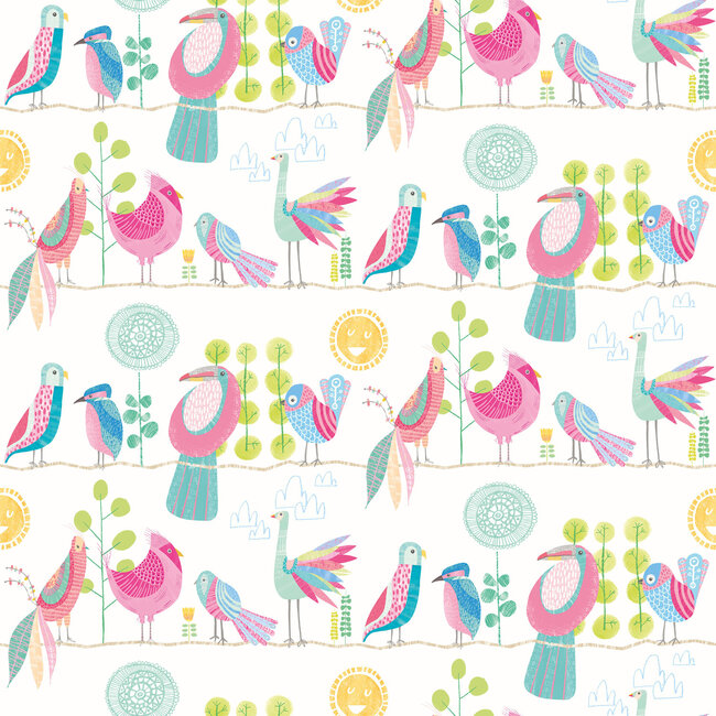 Dutch Wallcoverings Dutch Wallcoverings - FC When I Grow Up - Feather Fandango Candy Apple - Vliesbehang - 10m x 50cm - WGU50141W