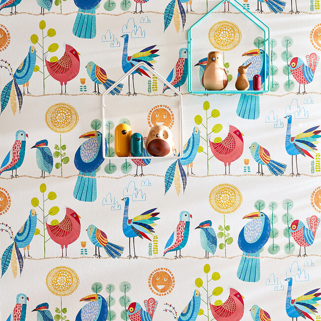 Dutch Wallcoverings Dutch Wallcoverings - FC When I Grow Up - Feather Fandango Royal Bright - Vliesbehang - 10m x 50cm - WGU50142W