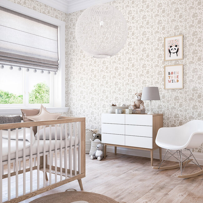 Dutch Wallcoverings Dutch Wallcoverings - FC When I Grow Up - Honeywood Bears Dove - Vliesbehang - 10m x 50cm - WGU50145W