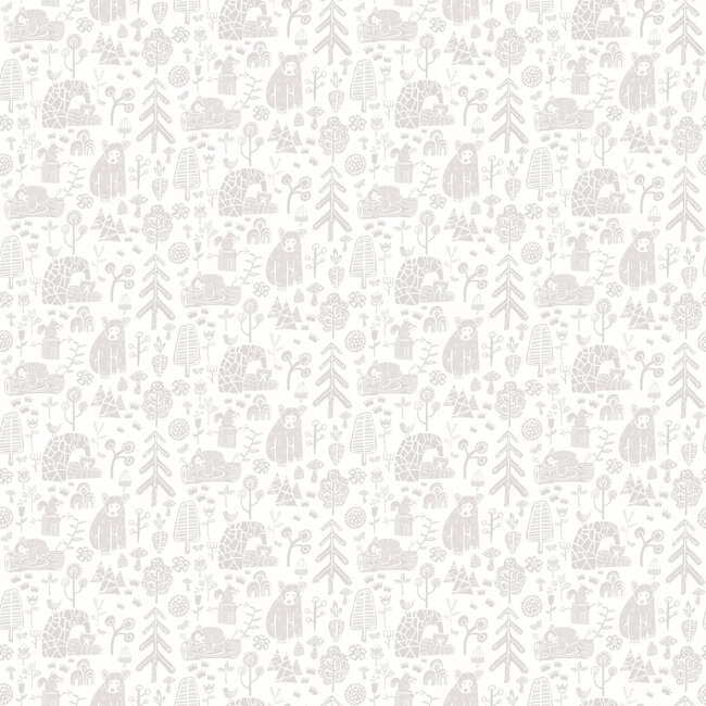 Dutch Wallcoverings Dutch Wallcoverings - FC When I Grow Up - Honeywood Bears Dove - Vliesbehang - 10m x 50cm - WGU50145W