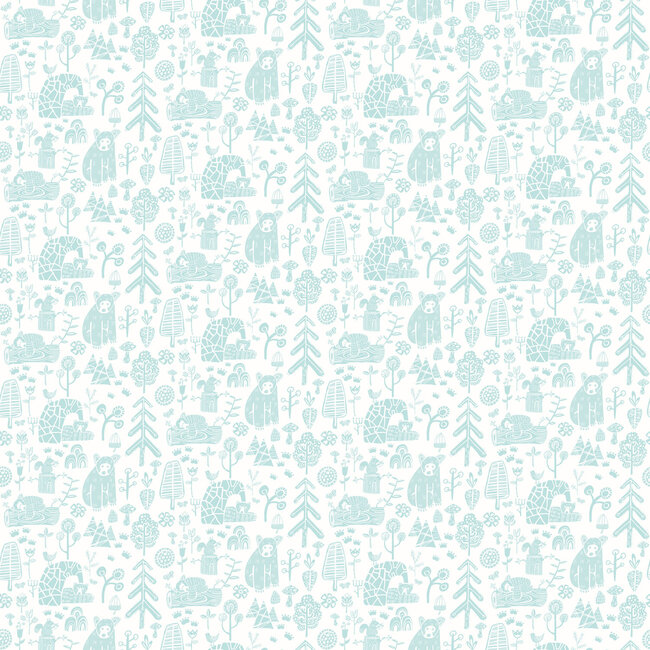 Dutch Wallcoverings Dutch Wallcoverings - FC When I Grow Up - Honeywood Bears Bluejay - Vliesbehang - 10m x 50cm - WGU50146W