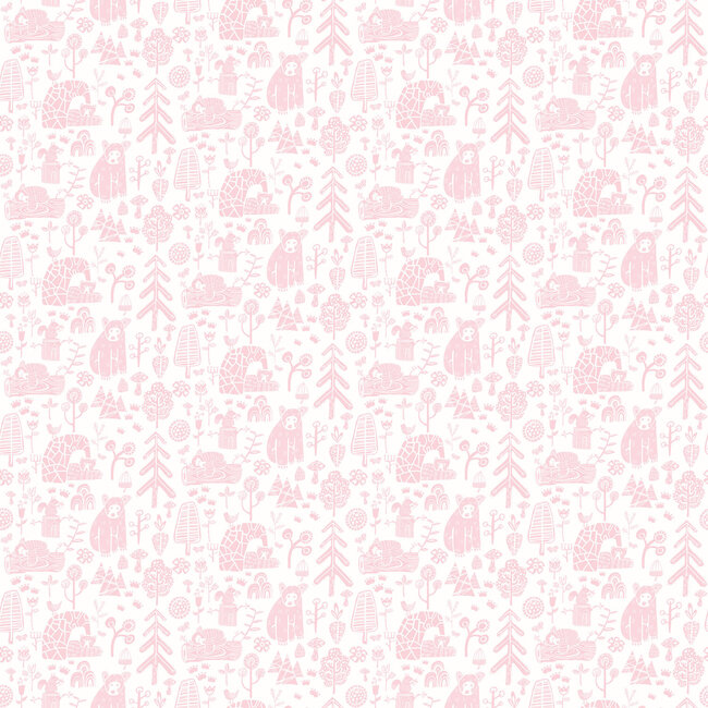 Dutch Wallcoverings Dutch Wallcoverings - FC When I Grow Up - Honeywood Bears Petal - Vliesbehang - 10m x 50cm - WGU50147W