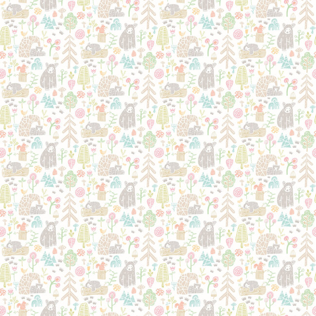 Dutch Wallcoverings Dutch Wallcoverings - FC When I Grow Up - Honeywood Bears Sherbet - Vliesbehang - 10m x 50cm - WGU50148W
