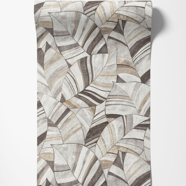 Dutch Wallcoverings Dutch Wallcoverings - Serenity - Native Leaves Greige - Vliesbehang - 10m x 53cm - SY27560