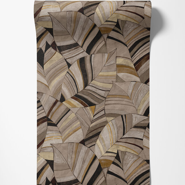 Dutch Wallcoverings Dutch Wallcoverings - Serenity - Native Leaves Chocolate Brown - Vliesbehang - 10m x 53cm - SY27563