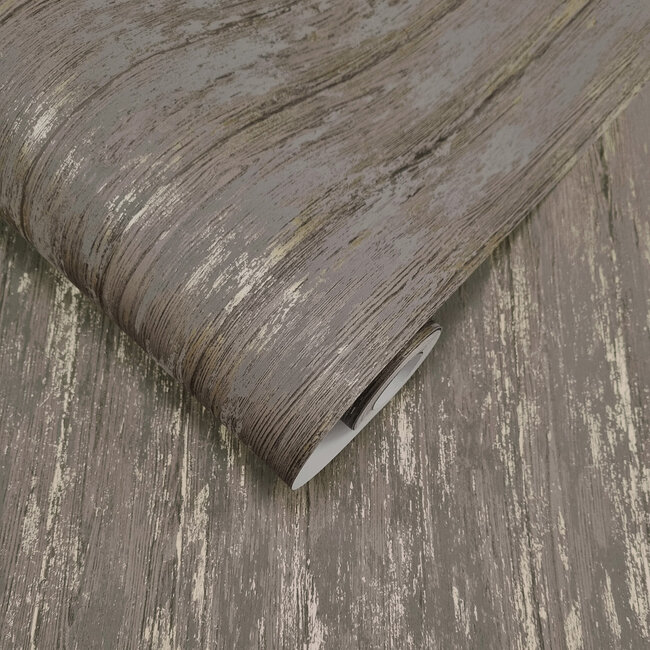 Dutch Wallcoverings Dutch Wallcoverings - FC Textura- Sapele Charcoal - Vliesbehang - 10m x 53cm - 66150