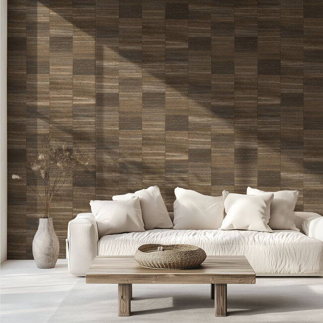 Dutch Wallcoverings Dutch Wallcoverings - Serenity - Squares Rust Brown - Vliesbehang - 10m x 53cm - SY27534