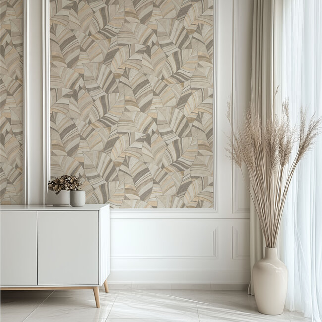 Dutch Wallcoverings Dutch Wallcoverings - Serenity - Native Leaves Beige - Vliesbehang - 10m x 53cm - SY27561