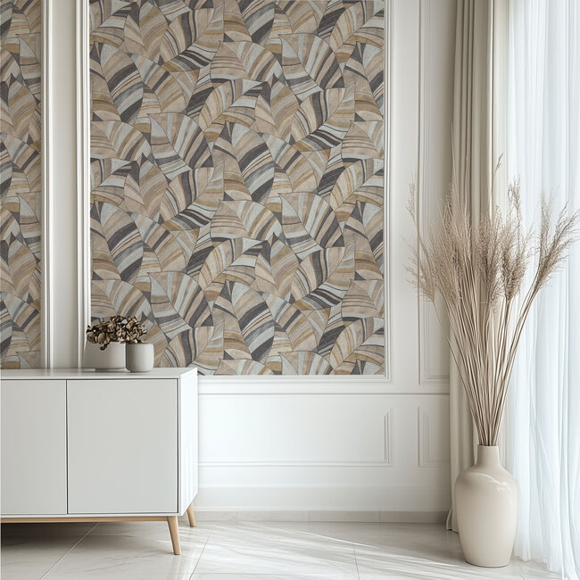Dutch Wallcoverings Dutch Wallcoverings - Serenity - Native Leaves Taupe - Vliesbehang - 10m x 53cm - SY27562