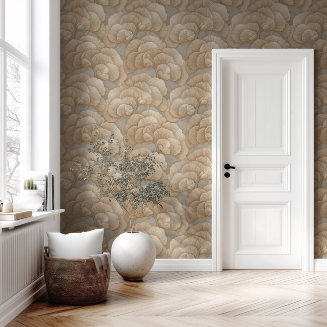 Dutch Wallcoverings Dutch 4 - Renaissance - Blossom Green/Gold- Vliesbehang - 10m x 53cm - RE521014
