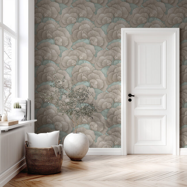 Dutch Wallcoverings Dutch 4 - Renaissance - Blossom Sage/silver- Vliesbehang - 10m x 53cm - RE521015