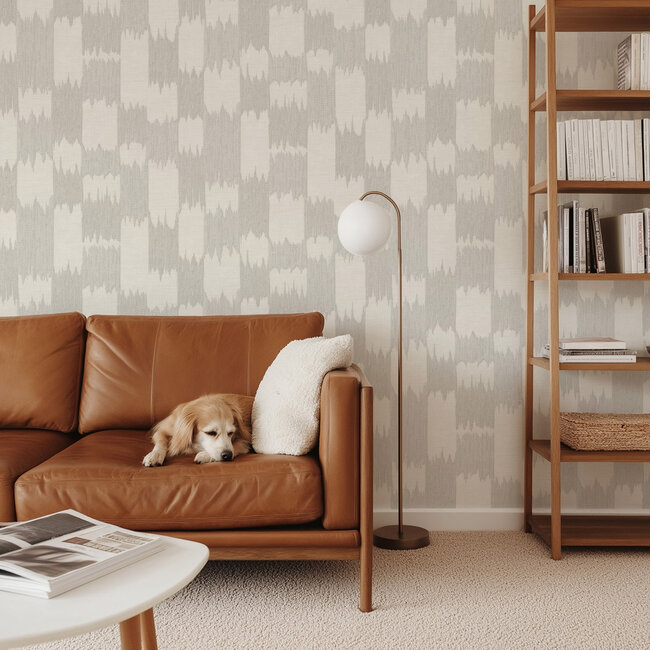 Dutch Wallcoverings Dutch Wallcoverings - Renaissance - Textured Loom Cream/Grey - Vliesbehang - 10m x 53cm - RE521031