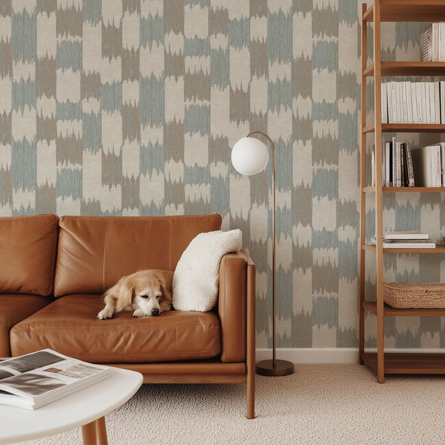 Dutch Wallcoverings Dutch Wallcoverings - Renaissance - Textured Loom Beige/blue  - Vliesbehang - 10m x 53cm - RE521034