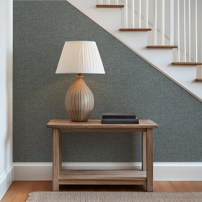 Dutch Wallcoverings Dutch Wallcoverings - Renaissance - Natural Weave Charcoal - Vliesbehang - 10m x 53cm - RE521046