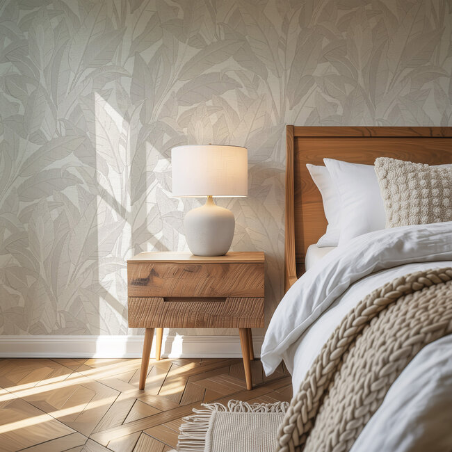 Dutch Wallcoverings Dutch Wallcoverings - Renaissance - Leaves White - Vliesbehang - 10m x 53cm - RE521051