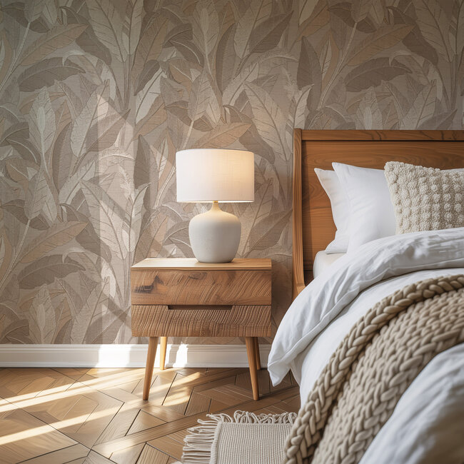 Dutch Wallcoverings Dutch Wallcoverings - Renaissance - Leaves Taupe - Vliesbehang - 10m x 53cm - RE521053