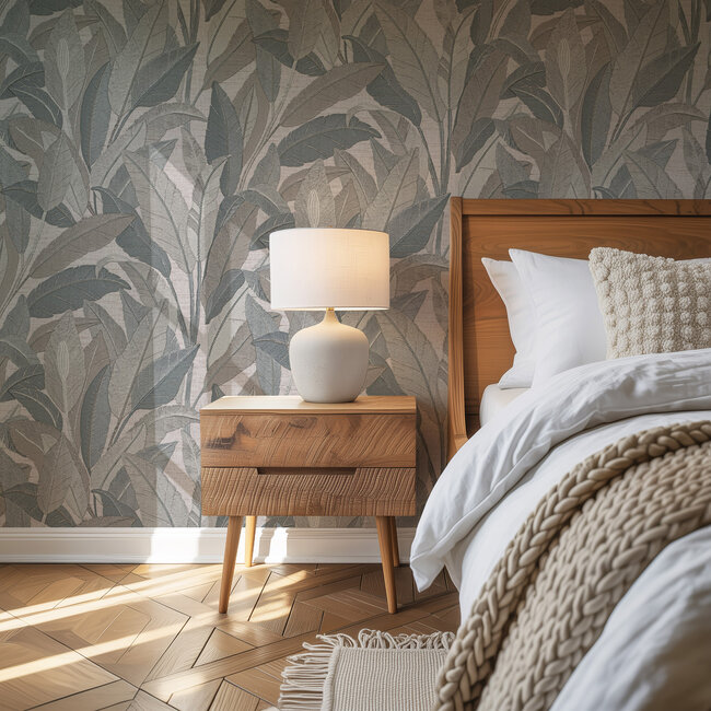 Dutch Wallcoverings Dutch Wallcoverings - Renaissance - Leaves Grey - Vliesbehang - 10m x 53cm - RE521054