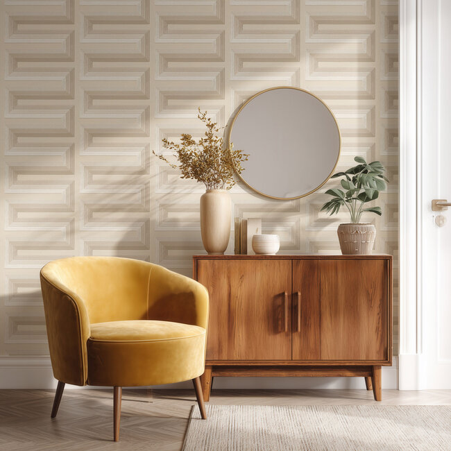 Dutch Wallcoverings Dutch Wallcoverings - Renaissance - Grecian Key Beige - Vliesbehang - 10m x 53cm - RE521072