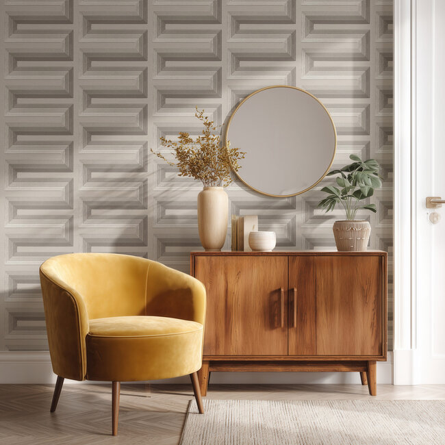 Dutch Wallcoverings Dutch Wallcoverings - Renaissance - Grecian Key Grey - Vliesbehang - 10m x 53cm - RE521073