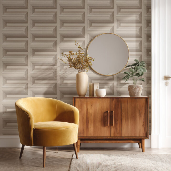Dutch Wallcoverings Dutch Wallcoverings - Renaissance - Grecian Key Taupe - Vliesbehang - 10m x 53cm - RE521074