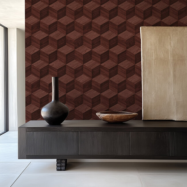 Dutch Wallcoverings Dutch Wallcoverings - Renaissance - Natural Cube Russet - Vliesbehang - 10m x 53cm - RE521096