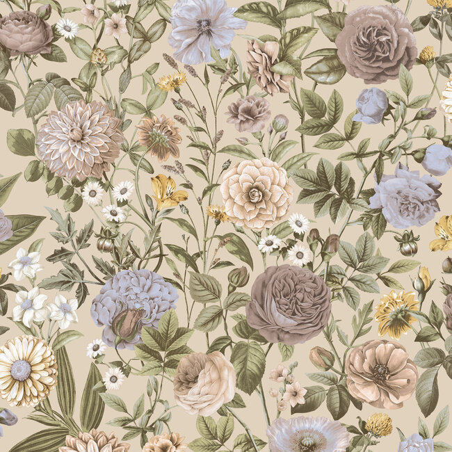 Dutch First Class Dutch First Class - Silva Essence - Silva Essence Velvet Bloom creme/groen - Vliesbehang - 10m x 53cm - 21101