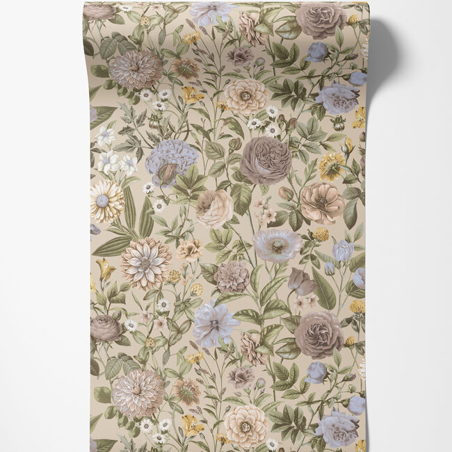 Dutch First Class Dutch First Class - Silva Essence - Silva Essence Velvet Bloom creme/groen - Vliesbehang - 10m x 53cm - 21101