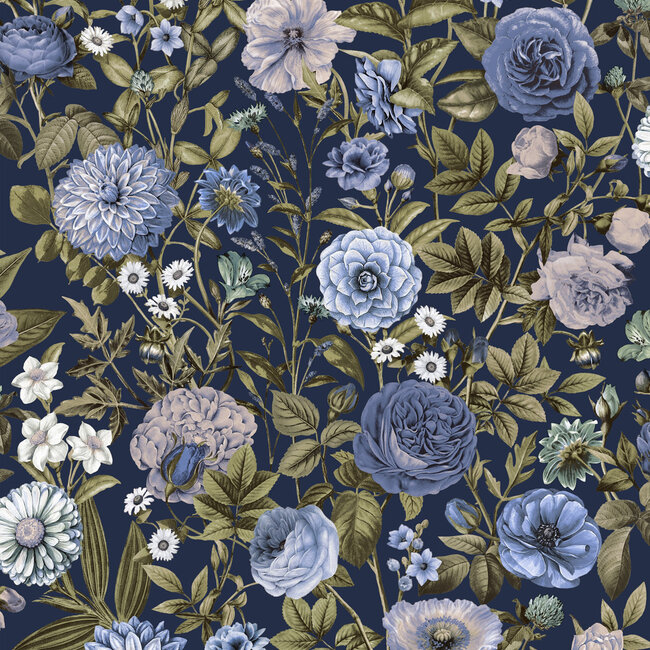 Dutch First Class Dutch First Class - Silva Essence - Silva Essence Velvet Bloom blauw - Vliesbehang - 10m x 53cm - 21104