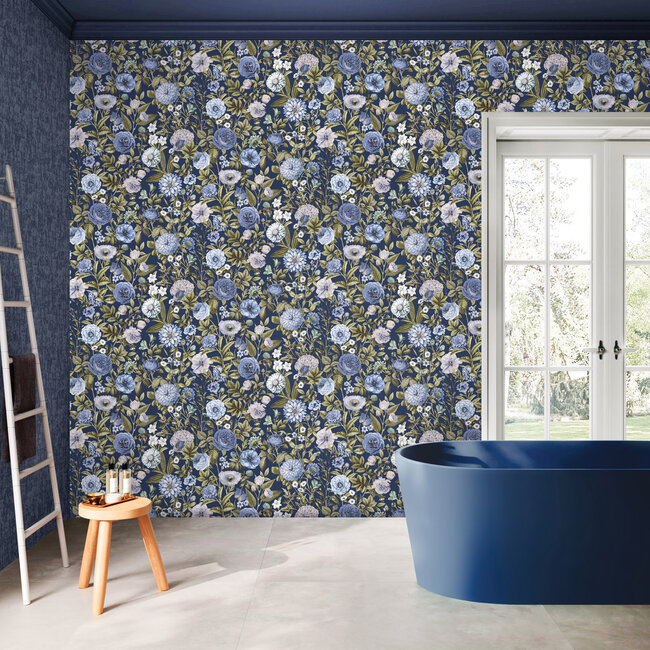 Dutch First Class Dutch First Class - Silva Essence - Silva Essence Velvet Bloom blauw - Vliesbehang - 10m x 53cm - 21104