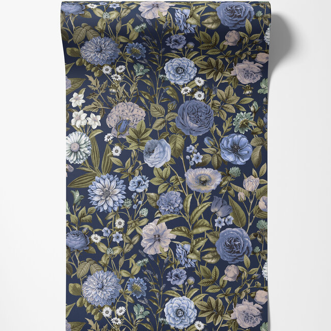 Dutch First Class Dutch First Class - Silva Essence - Silva Essence Velvet Bloom blauw - Vliesbehang - 10m x 53cm - 21104