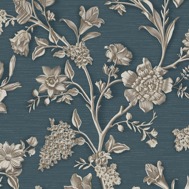Dutch First Class Dutch First Class - Silva Essence - Silva Essence Cerlia donkerblauw/beige - Vliesbehang - 10m x 53cm - 21119
