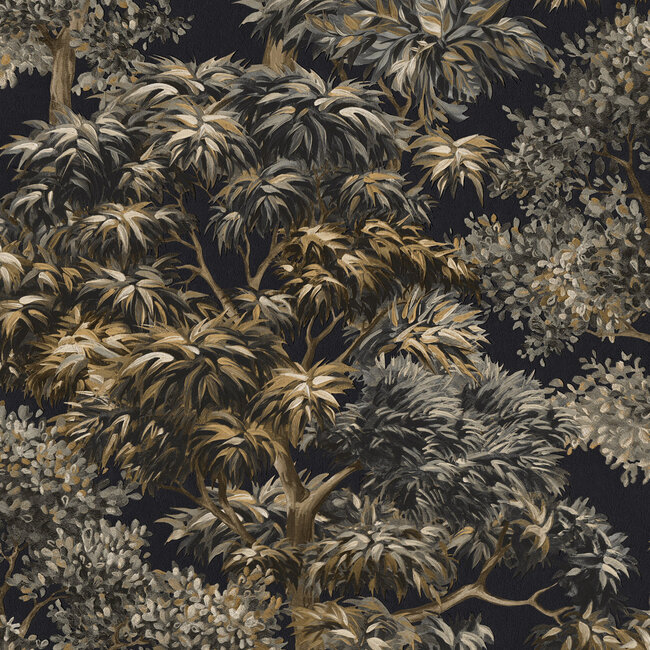 Dutch First Class Dutch First Class - Silva Essence - Silva Essence Sylva zwart/goud - Vliesbehang - 10m x 53cm - 21134
