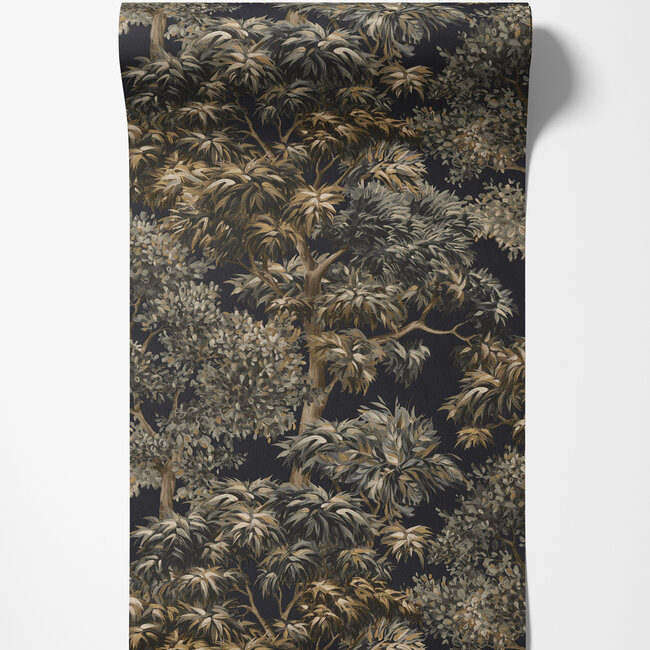 Dutch First Class Dutch First Class - Silva Essence - Silva Essence Sylva zwart/goud - Vliesbehang - 10m x 53cm - 21134